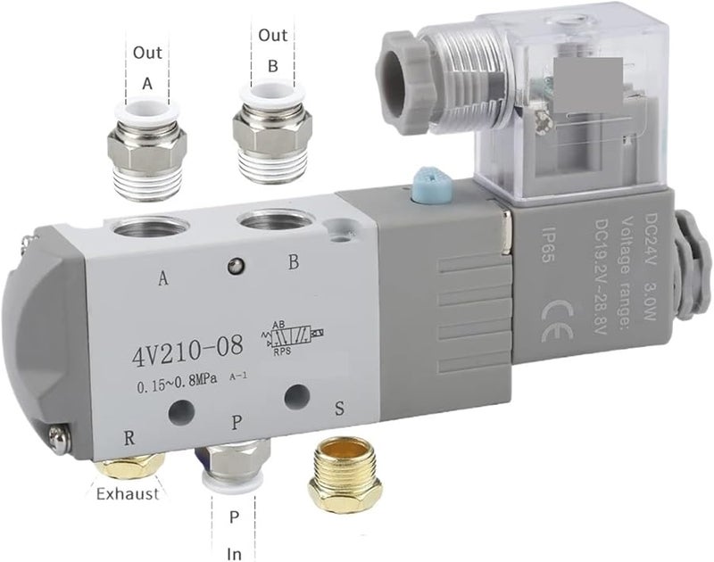 4V210 08 12MM 36V AC Pneumatic Solenoid Valve 2 Way 5 Port G1 4 Air Control Switch DC24V AC220V - Image 2